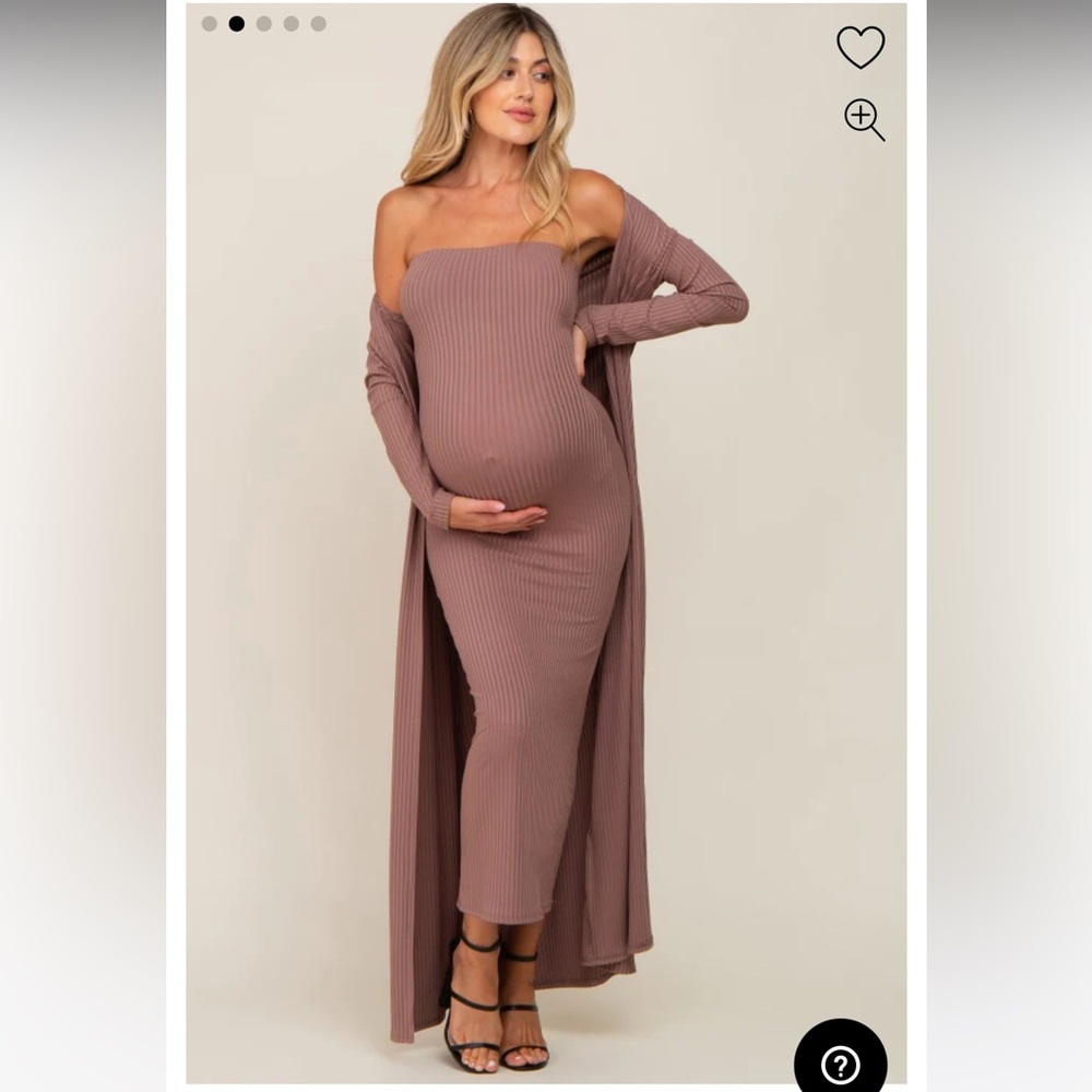 PINKBLUSH Mocha Ribbed Maternity Set